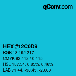 Color code: HEX #12C0D9 | qconv.com