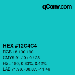 颜色代码: HEX #12C4C4 | qconv.com