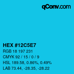 Color code: HEX #12C5E7 | qconv.com