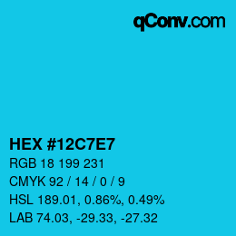 Color code: HEX #12C7E7 | qconv.com