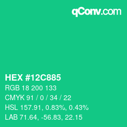 Color code: HEX #12C885 | qconv.com