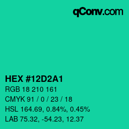 Color code: HEX #12D2A1 | qconv.com