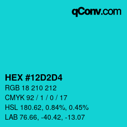 Color code: HEX #12D2D4 | qconv.com