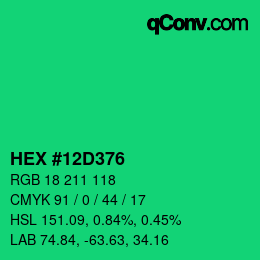 Color code: HEX #12D376 | qconv.com