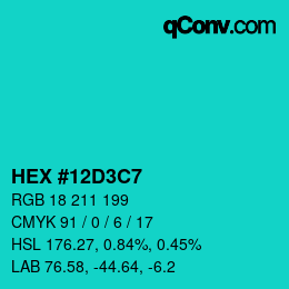Color code: HEX #12D3C7 | qconv.com