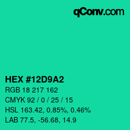 Color code: HEX #12D9A2 | qconv.com