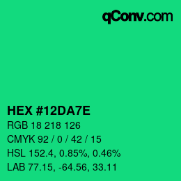 Color code: HEX #12DA7E | qconv.com