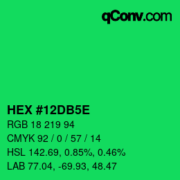 Farbcode: HEX #12DB5E | qconv.com