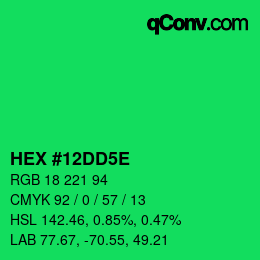 Farbcode: HEX #12DD5E | qconv.com
