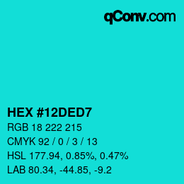 Color code: HEX #12DED7 | qconv.com