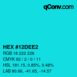Color code: HEX #12DEE2 | qconv.com