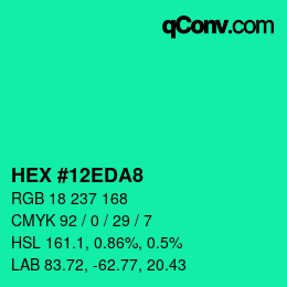 Color code: HEX #12EDA8 | qconv.com