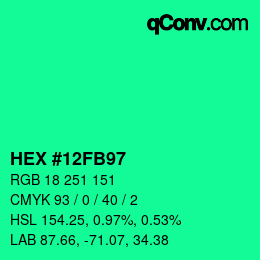 Color code: HEX #12FB97 | qconv.com