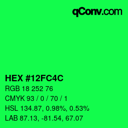 Color code: HEX #12FC4C | qconv.com