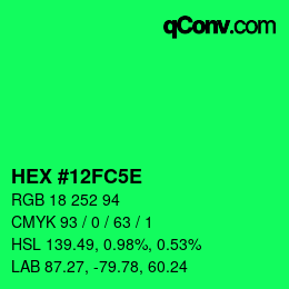 Código de color: HEX #12FC5E | qconv.com