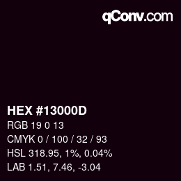 Color code: HEX #13000D | qconv.com