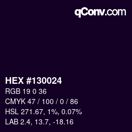 カラーコード: HEX #130024 | qconv.com