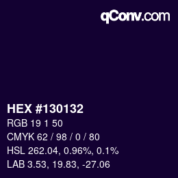 カラーコード: HEX #130132 | qconv.com