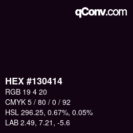 Color code: HEX #130414 | qconv.com