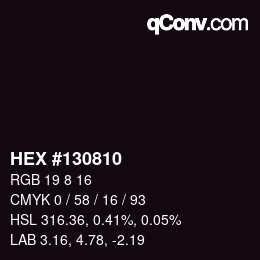 Color code: HEX #130810 | qconv.com