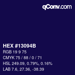 Farbcode: HEX #13094B | qconv.com