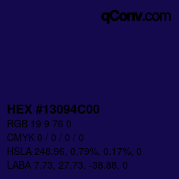 カラーコード: HEX #13094C00 | qconv.com
