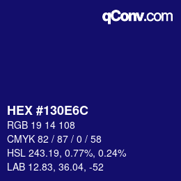 Color code: HEX #130E6C | qconv.com