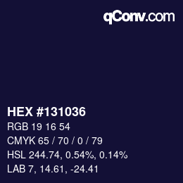 Color code: HEX #131036 | qconv.com