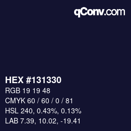 颜色代码: HEX #131330 | qconv.com