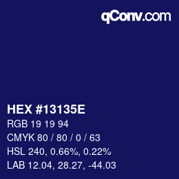 Color code: HEX #13135E | qconv.com