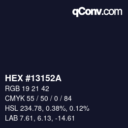 Color code: HEX #13152A | qconv.com