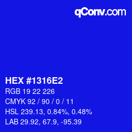 Color code: HEX #1316E2 | qconv.com