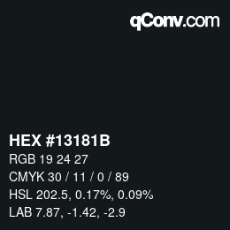 Color code: HEX #13181B | qconv.com