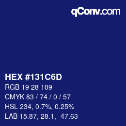 Color code: HEX #131C6D | qconv.com
