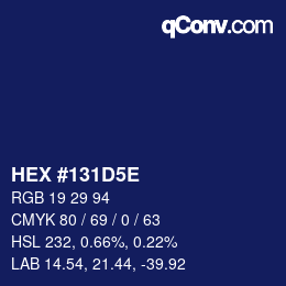 Color code: HEX #131D5E | qconv.com