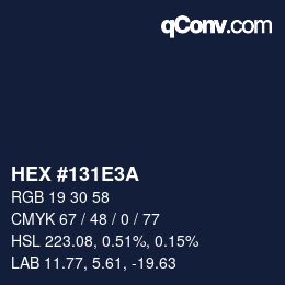 Color code: HEX #131E3A | qconv.com
