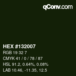 Color code: HEX #132007 | qconv.com