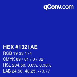 Color code: HEX #1321AE | qconv.com