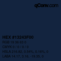 Farbcode: HEX #13243F00 | qconv.com