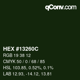 Color code: HEX #13260C | qconv.com