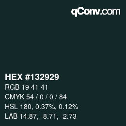 Color code: HEX #132929 | qconv.com