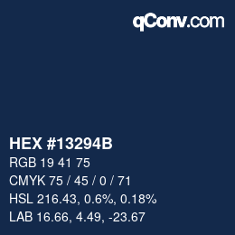 Color code: HEX #13294B | qconv.com