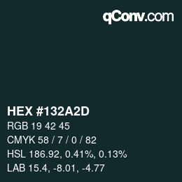 カラーコード: HEX #132A2D | qconv.com