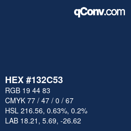Farbcode: HEX #132C53 | qconv.com