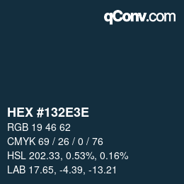 Color code: HEX #132E3E | qconv.com