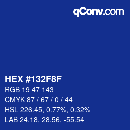 Color code: HEX #132F8F | qconv.com
