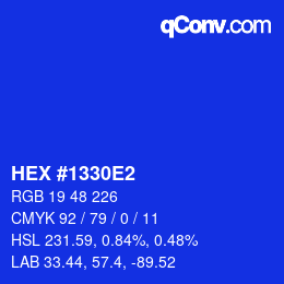 カラーコード: HEX #1330E2 | qconv.com