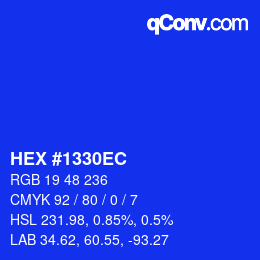 颜色代码: HEX #1330EC | qconv.com