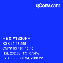 颜色代码: HEX #1330FF | qconv.com