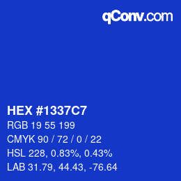 Color code: HEX #1337C7 | qconv.com